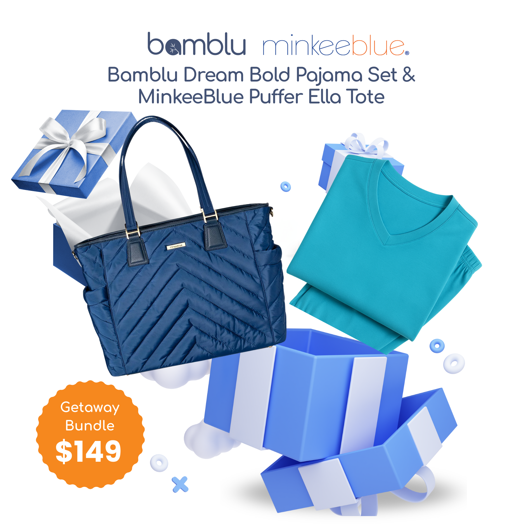 Minkeeblue X Bamblu Getaway Bundle - Nylon Ella Tote with Lunch Bag